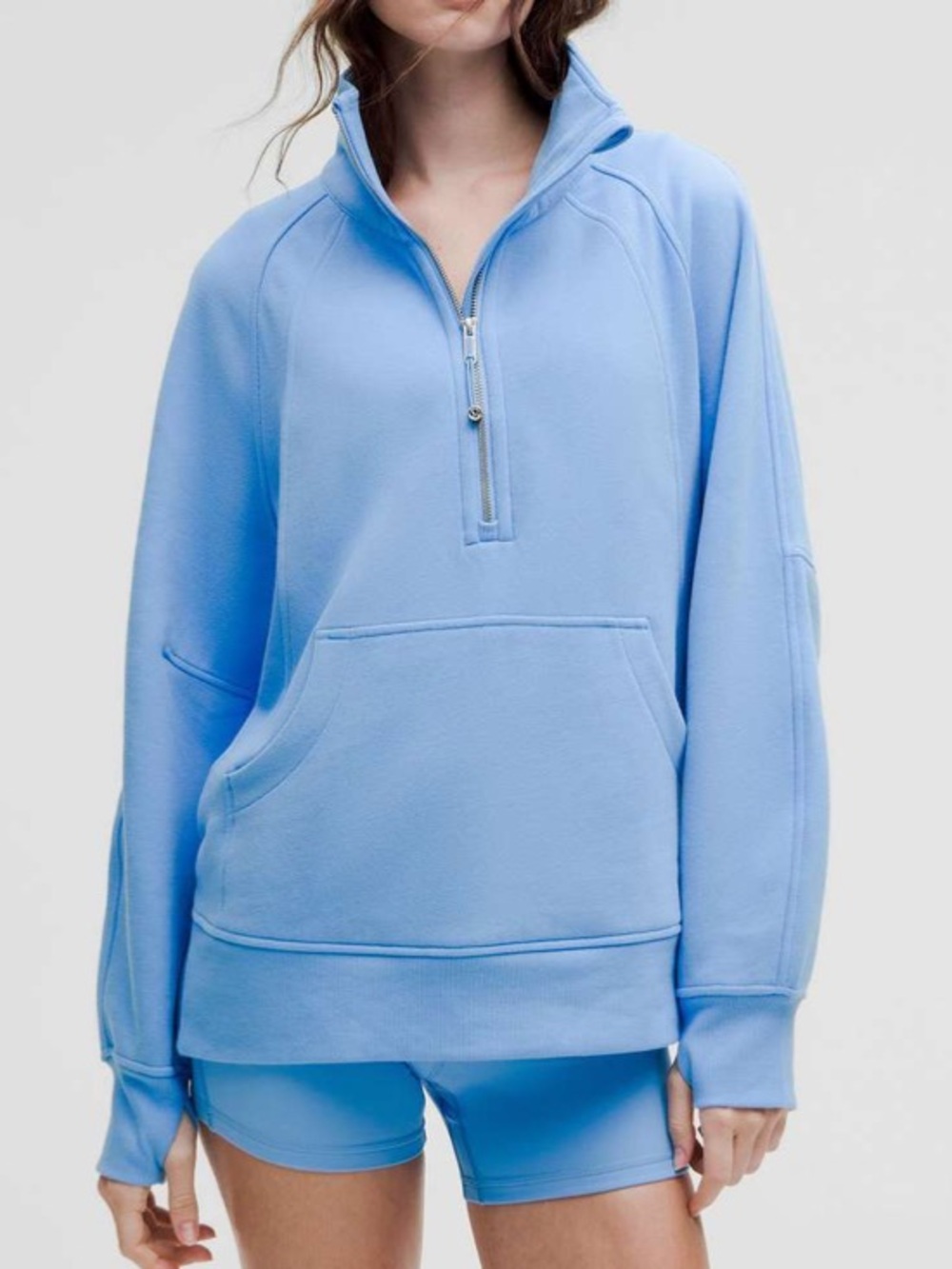Lululemon Scuba Oversized Funnel Neck Half Zip in Aero Blue